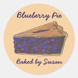 Sticker Rond Tranches de tarte aux bleuets personnalisées cuite