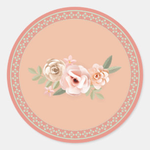 Sticker Rond Tranquillité, pastel fleuri,