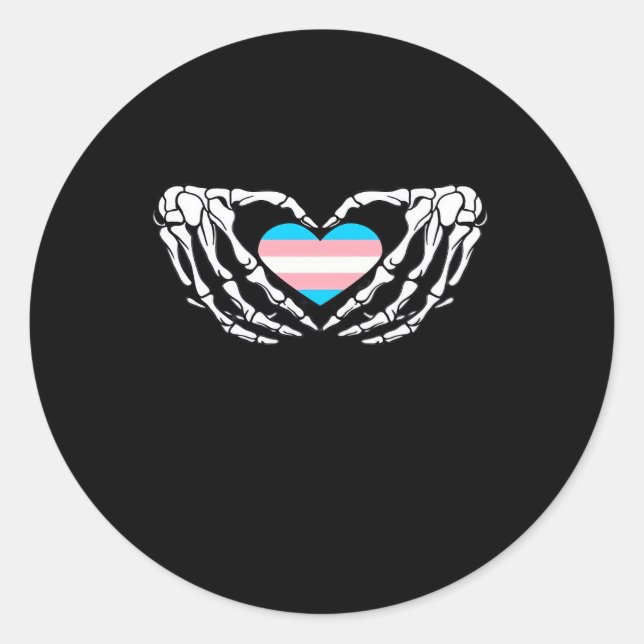 Sticker Rond Trans Pride Skeleton Halloween Transgenre Goth He (Devant)