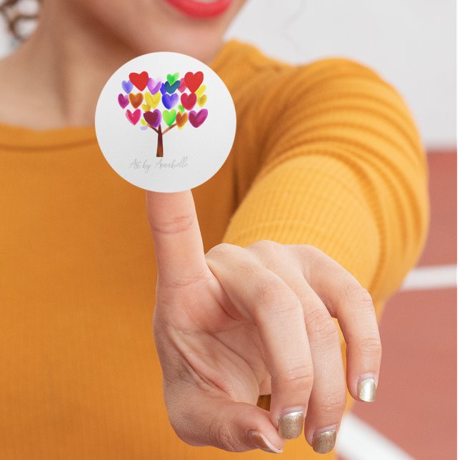 Sticker Rond Transformez l'oeuvre d'art ou le dessin de votre e (Créateur téléchargé)
