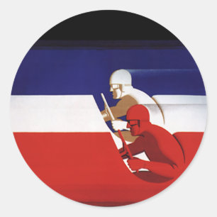Sticker Rond Transport Vintage, Coureurs Patriotiques de Voitur