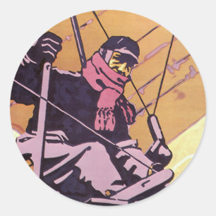 Sticker Rond Transport vintage Planeur ULM Avion