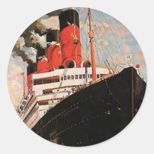 Sticker Rond Transport vintage, remorqueur de port de paquebot 