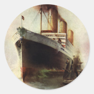 Sticker Rond Transport Vintage voyage Bateau de croisière en me
