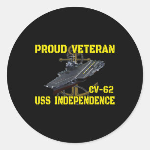 Sticker Rond Transporteur Uss Independence Cv-62 Anciens Combat