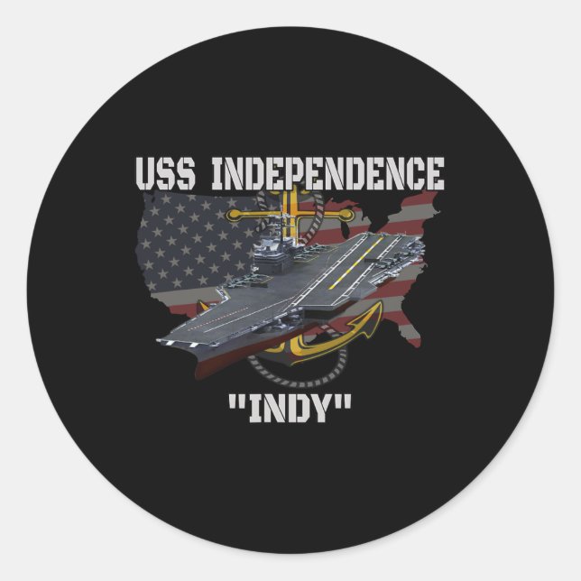 Sticker Rond Transporteur Uss Independence Cv-62 Cva-62 Anciens (Devant)