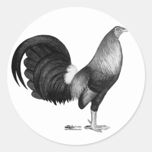 Sticker Rond Trappe de rouge de coq de combat