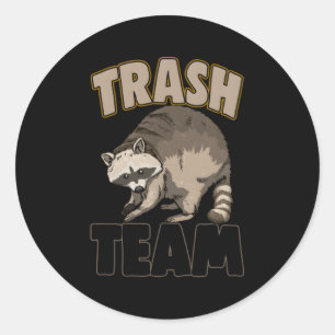 Sticker Rond Trash Team Raccoon Raccoon Animal Love