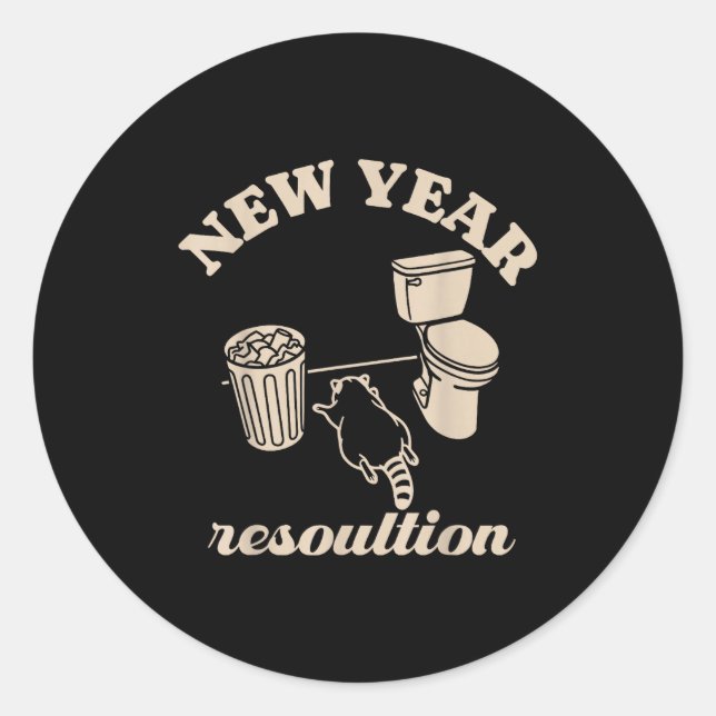 Sticker Rond Trashed Panda New Year Resolution Funny Drunk Racc (Devant)