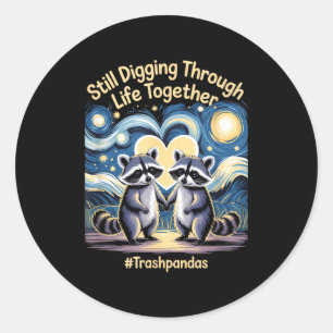 Sticker Rond Trashpandas Couples assortis Saint-Valentin Annive