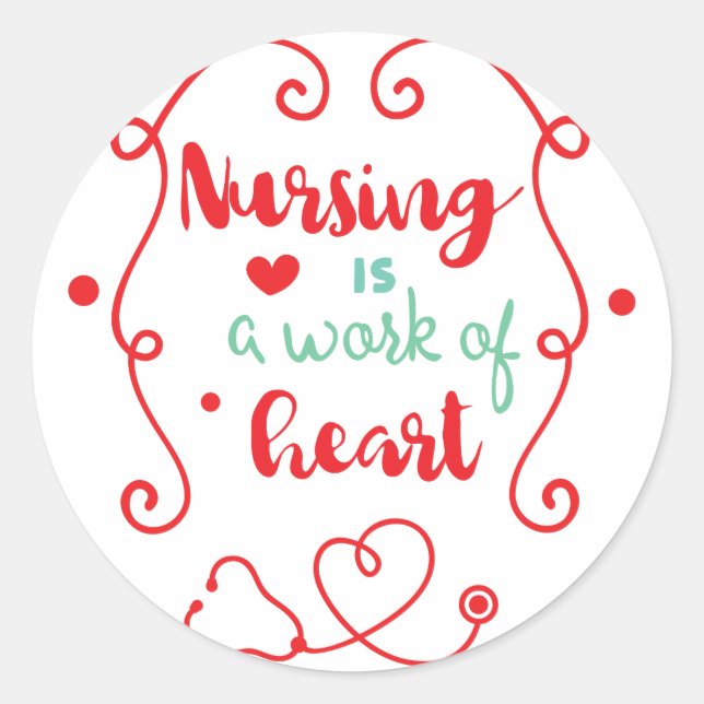 Sticker Rond Travail de soins infirmiers (Devant)