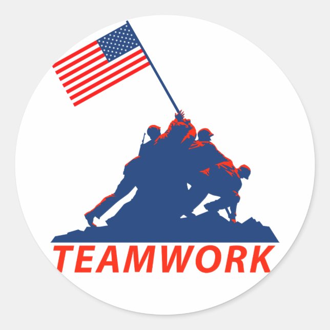 Sticker Rond Travail d'équipe (Devant)