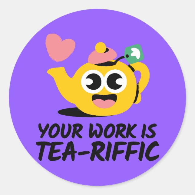 Sticker Rond Travail drôle et génial Récompense de progrès étud (Devant)