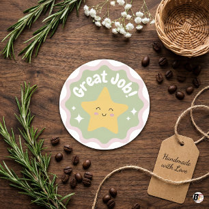 Sticker Rond Travail génial coloré et mignon aux tons pastel po