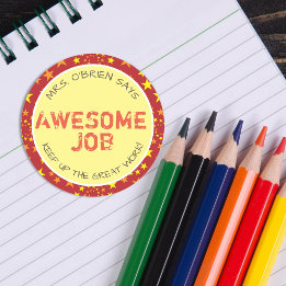 Sticker Rond Travail génial | Enseignants personnalisés