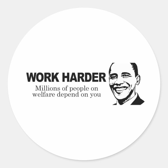 Sticker Rond TRAVAIL PLUS DIFFICILE - Des millions de personnes (Devant)