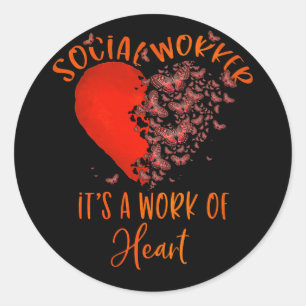 Sticker Rond Travail social du papillon cardiaque