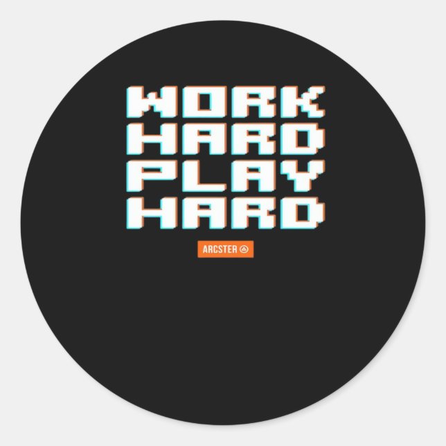Sticker Rond Travailler dur Jouer dur classique Sloth (Devant)