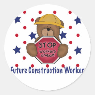 Sticker Rond Travailleur de la construction mignon d'avenir
