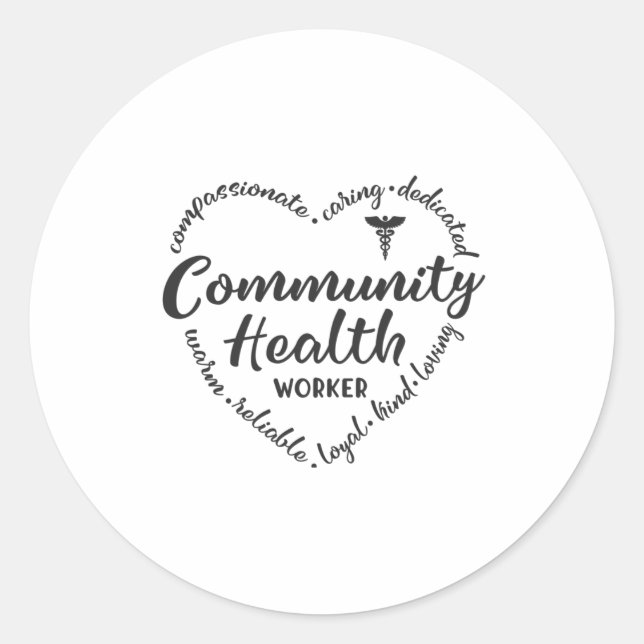 Sticker Rond Travailleur de la santé communautaire, don de TCS (Devant)