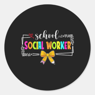 Sticker Rond Travailleur social scolaire été femmes drôle derni