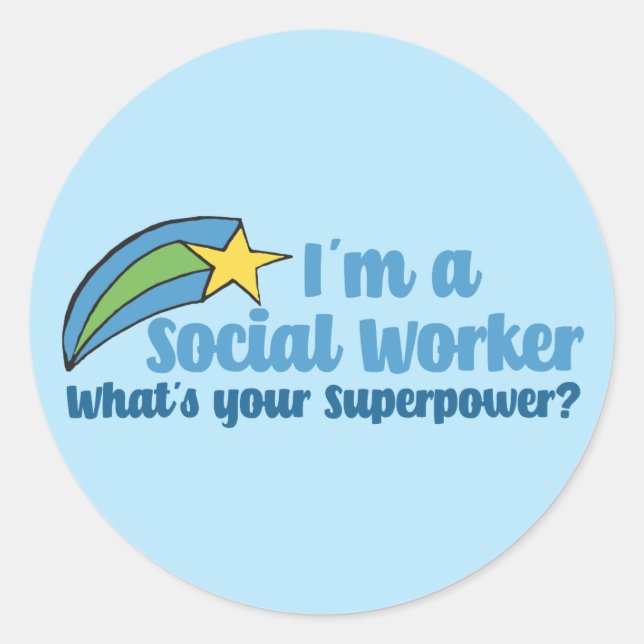 Sticker Rond Travailleur social Superhero (Devant)