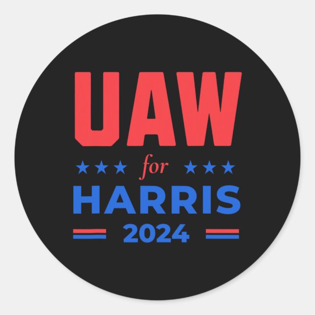 Sticker Rond Travailleurs de l'automobile pour Harris 2024 Uaw  (Devant)