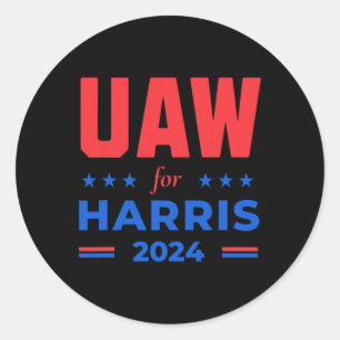 Sticker Rond Travailleurs de l'automobile pour Harris 2024 Uaw 
