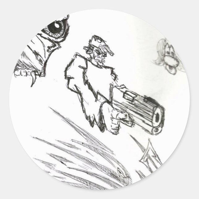 Sticker Rond Travaux d'illustration SR Designs (Devant)