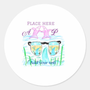 Sticker Rond Travel plage été ajouter nom lettre place dauphins