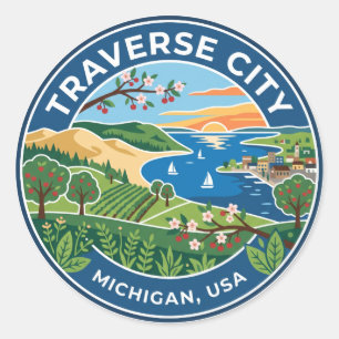 Sticker Rond Traverse City Michigan