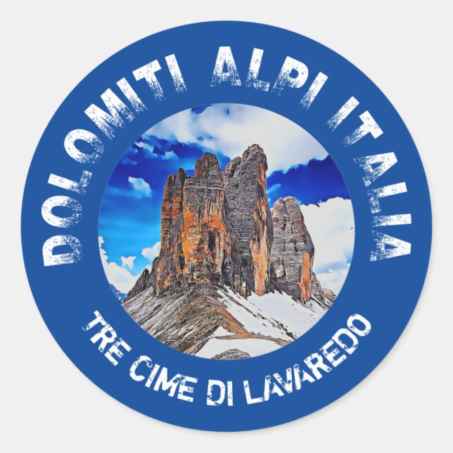 Sticker Rond Tre Cime di Lavaredo. Dolomiti. Italia. (Devant)