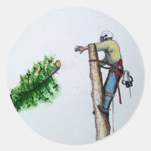 Sticker Rond Tree Surgeon Arborist at work present