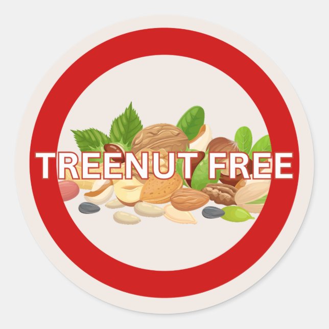 Sticker Rond Treenut Free Food Allergy Alert Classic (Devant)