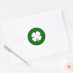 Sticker Rond Trèfle à quatre feuilles Lucky Green Irlandais