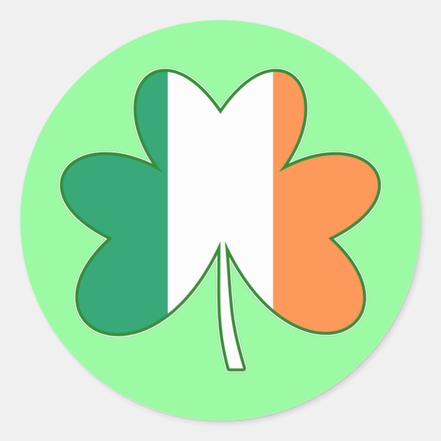 Sticker Rond Trèfle de couleur du drapeau irlandais (Devant)