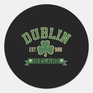 Sticker Rond Trèfle feuille de Dublin Irlande St Patrick Da