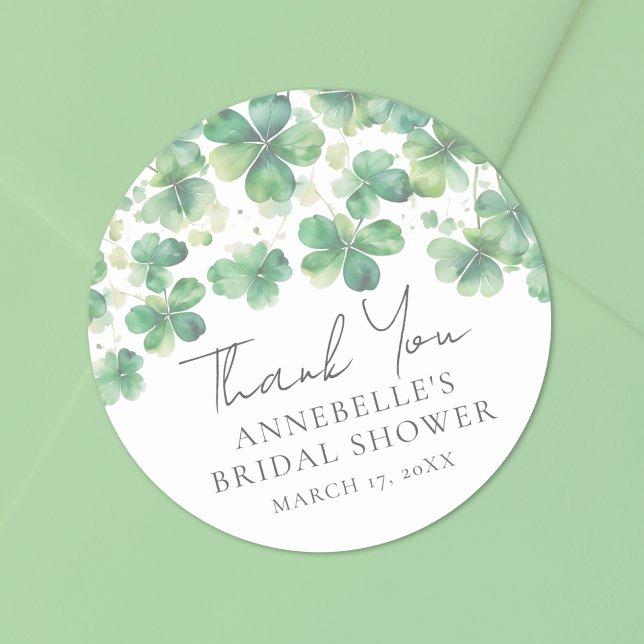 Sticker Rond Trèfle Shamrock Fête de mariage de la Saint-Patric (Shamrock Clover St. Patrick's Day Bridal Shower Classic Round Sticker)