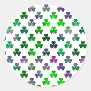 Sticker Rond Trèfle Ton Vert Emeraude - Classique