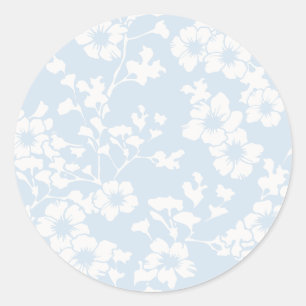 Sticker Rond Trellis Floral - Bleu Poudre