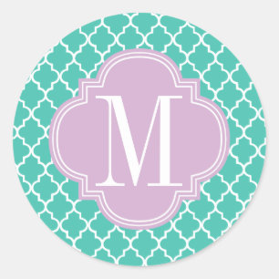 Sticker Rond Trellis marocain de tuiles de turquoise