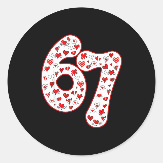 Sticker Rond Trendy 6 7 Meme Six Seven Valentines Day 6 7  (Devant)