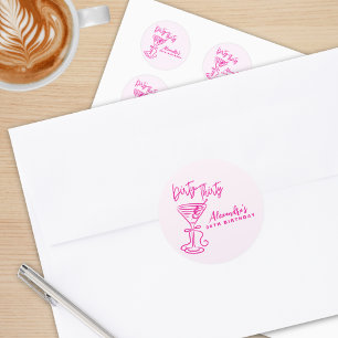 Sticker Rond Trendy Rose Dirty Thirty 30e Anniversaire