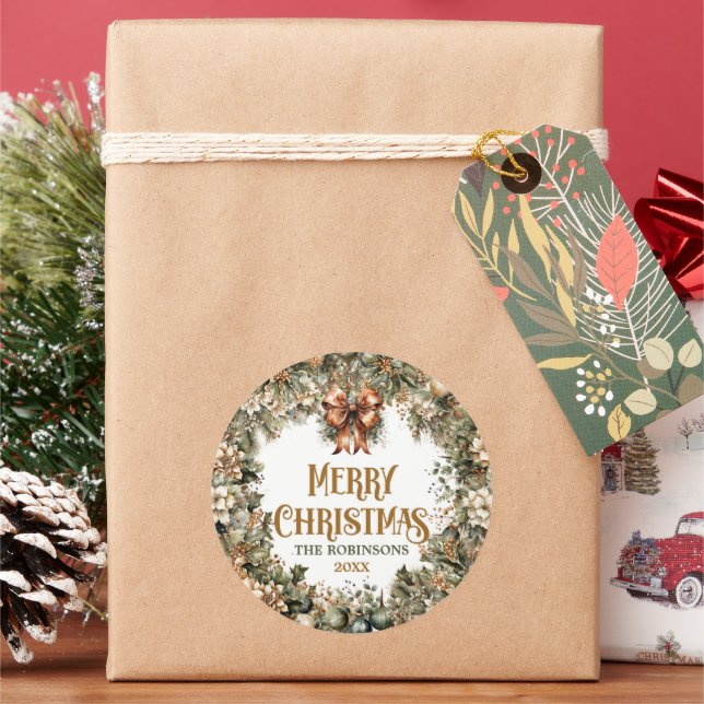 Sticker Rond Trendy sauge vert et faux or terre cuite (vacances)