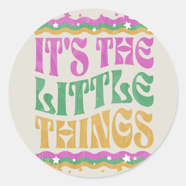 Sticker Rond Trendy Wavy Text Inspirational Affirmation Boho (Devant)