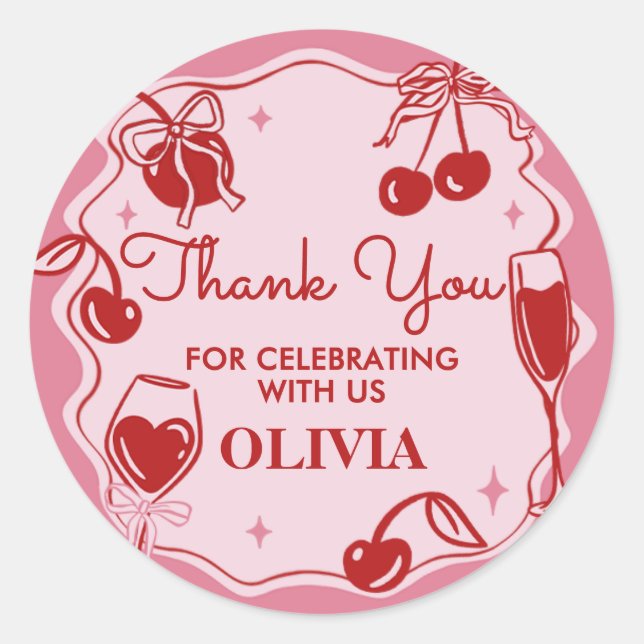 Sticker Rond Trente Anniversaire À La Main Tiré (Devant)