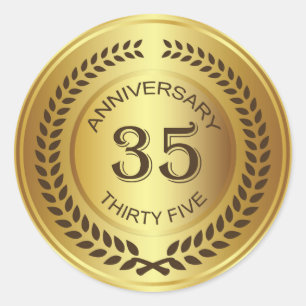 Sticker Rond Trente-cinquième anniversaire d'or avec