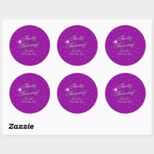 Sticker Rond Trente et prospère rose pourpre 30e anniversaire