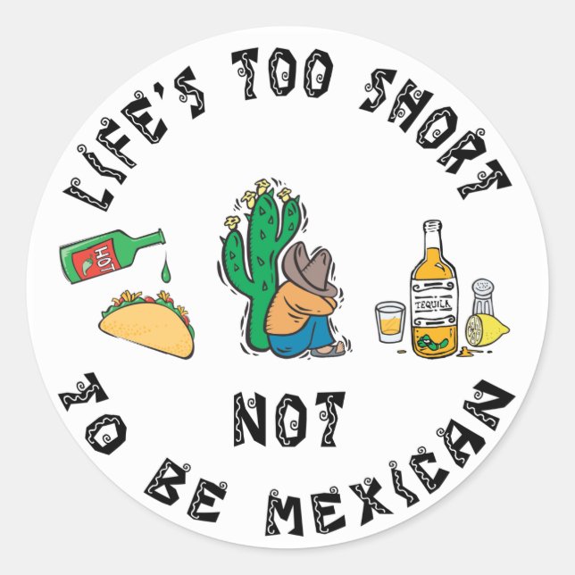 Sticker Rond Très drôle Mexicain (Devant)