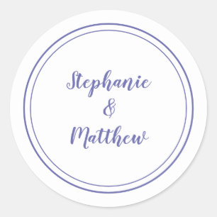 Sticker Rond Très Peri Bleu Simple Mariage Mariée Groom Favoris